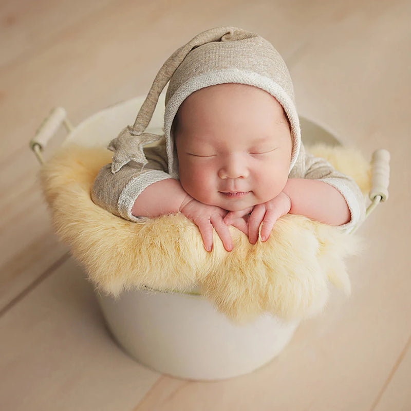 Rabbit Fur For Babies Baby Girl Birth Newborn Photography Props Blankets Accessories New Born Photo Shoot Background Blanket
