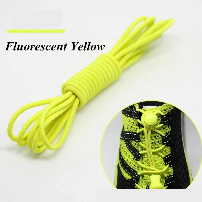 1 Pair 22 Colors Elastic Hiking Shoelaces Round Locking No Tie Shoe Laces Kids Adult Quick Lazy Laces Rubber Sneakers Shoelace