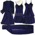 Pajama Set Women Lace Trim Satin Sleepwear Pyjamas | SAMAG