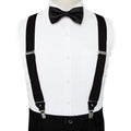 Fashion Suspenders Men Elastic Band Bowtie Set Leather 6 Clips Brace Male Vintage Casual Wedding Party - Visuel 4 | SAMAG