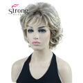 StrongBeauty Short Wig Soft Tousled Curls Blonde Highlights Full Synthetic Wigs COLOUR CHOICES