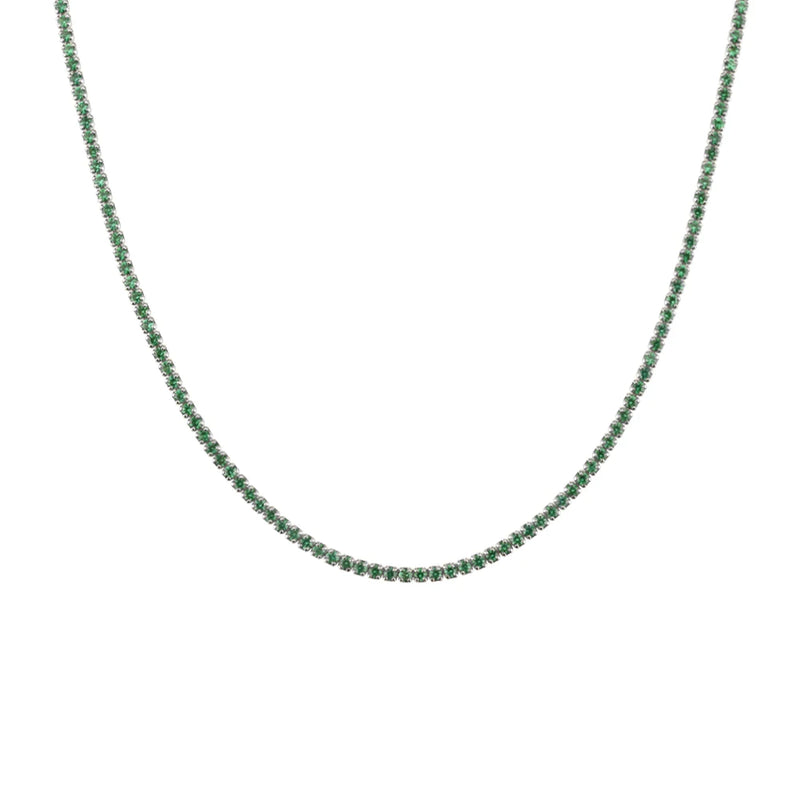 ANDYWEN 925 Sterling Silver 1.5mm Tennis Zircon Charm Long Chain Necklace Rock Punk Fashion Fine Jewelry Gift Wedding Party