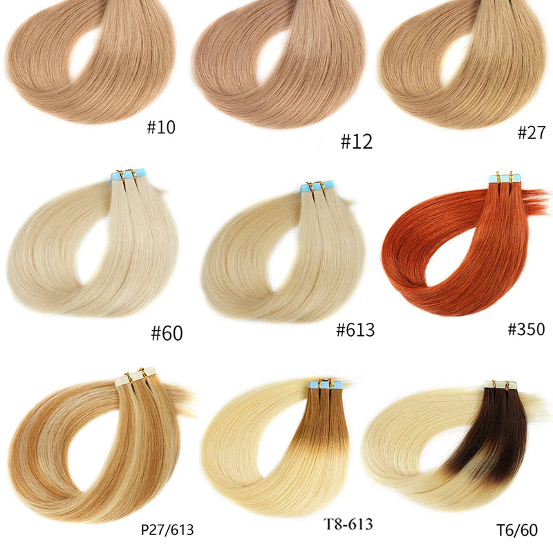 Doreen Copper Red Tape In Human Hair Extensions 16 to 24 Inch 50g/set PU Seamless Skin Weft 350# Colored Hair Extensions Tape in