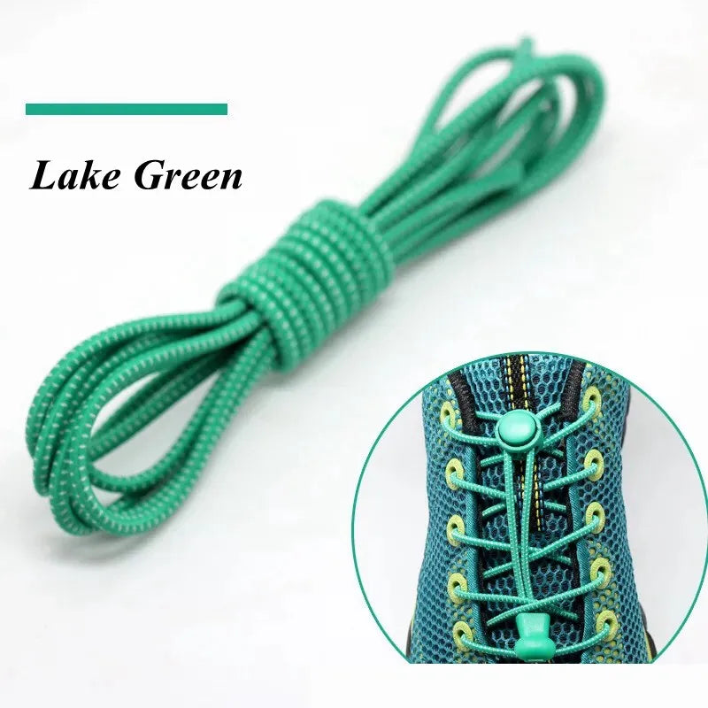 1 Pair 22 Colors Elastic Hiking Shoelaces Round Locking No Tie Shoe Laces Kids Adult Quick Lazy Laces Rubber Sneakers Shoelace