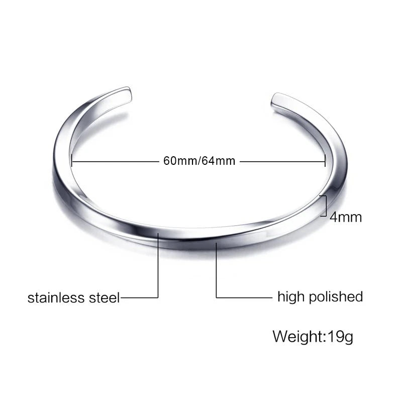 Vnox Vintage Stainless Steel Bangle for Men Women Mobius Twisted Cuff Bracelet Unisex Casual Pulseira - Visuel 6 | SAMAG