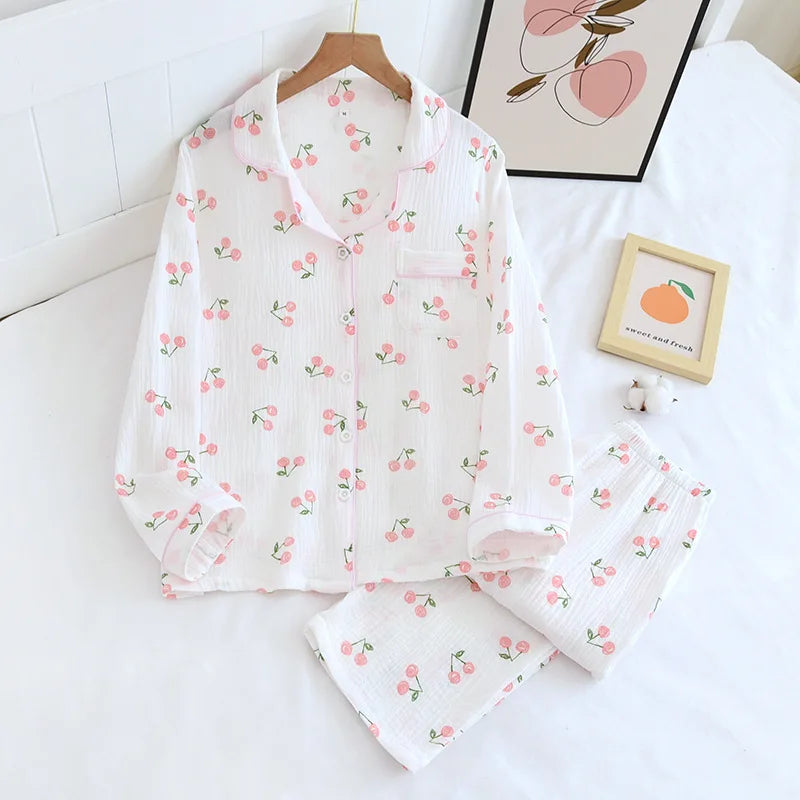Fdfklak Spring Fall Full Sleeve Homewear Loose Pajama Set | SAMAG