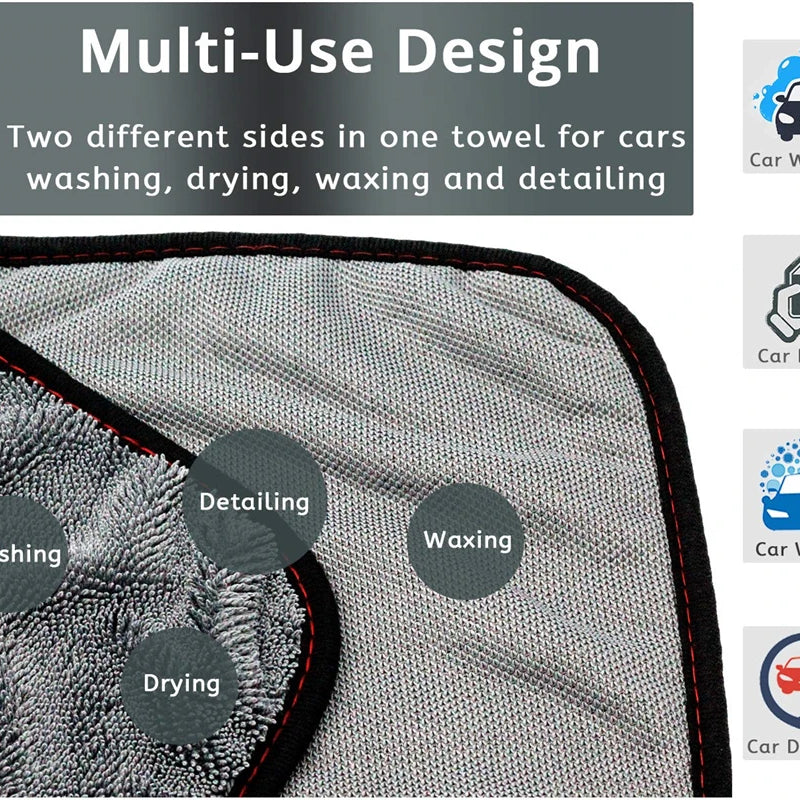 Microfiber Twist car wash towel Professional Car Cleaning Drying Cloth towels for Cars Washing Polishing Waxing Detailing