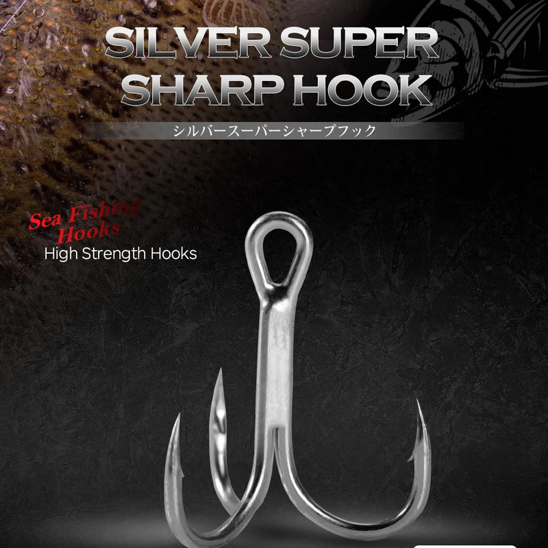 Hunthouse Treble Fishing Hook With Spoon 4# 6# 8# For Hard Lure 3X Strong 4pcs/lot Hight Carbon Steel Accessories