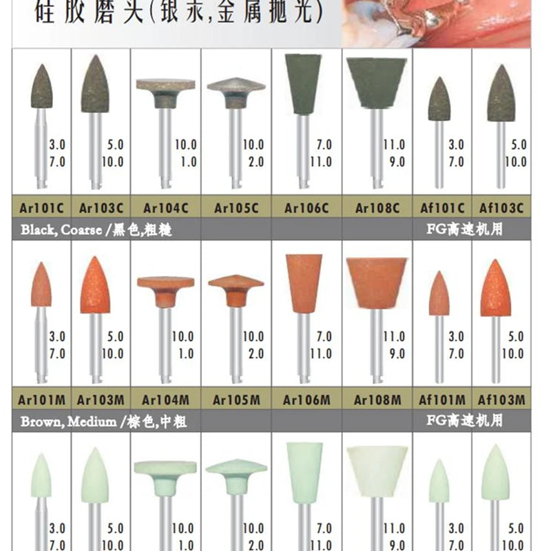 Dental Silicone Grinding Head Amalgam/Metal Polisher For Low-Speed Handpiece Contra angle Composite Teeth Polishing RA Stone