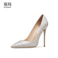 Heels For Women Real Leather Pumps Crocodile Pattern Luxury Black Women's Shoes Pointed Toe High Heels Ladies Prom Shoes Women