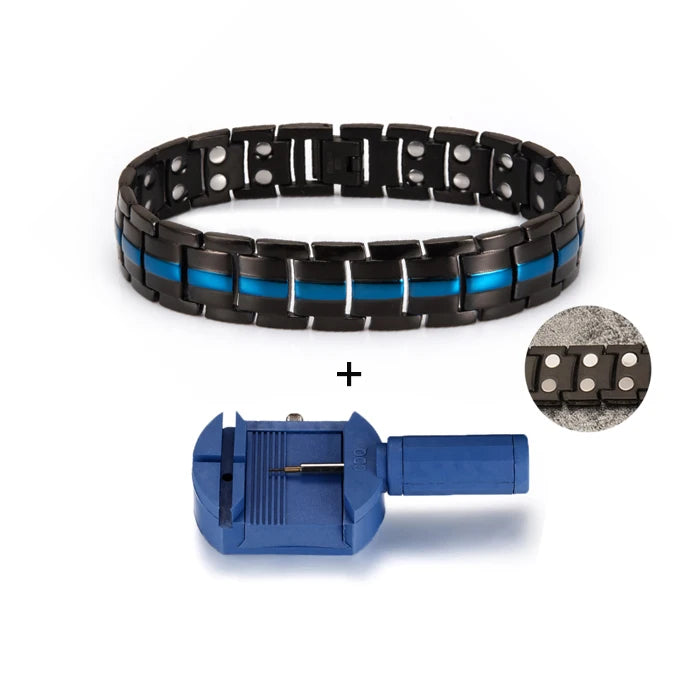 Black Bracelet Men Hand Chain Waterproof Health Germanium Magnetic Therapy Bracelet Male Benefits Stainless Steel Bracelets Mens