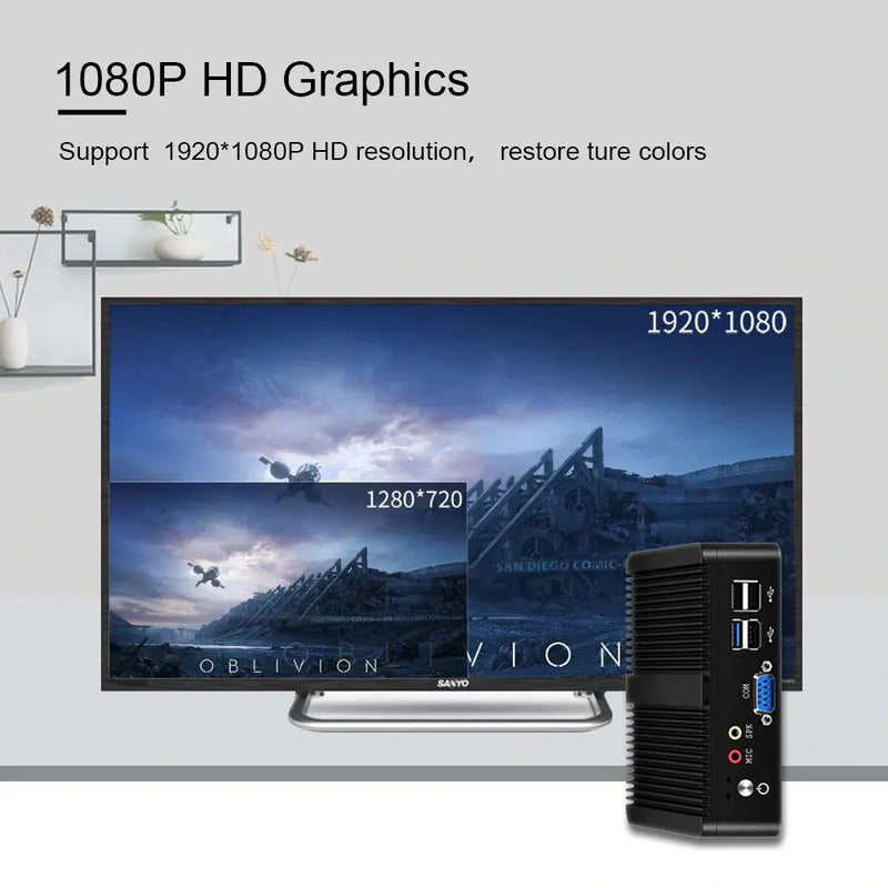 Intel Celeron J6412 N2930 J1900 Mini PC with 2xGigabit LAN 1xUSB3.0 3xUSB2.0 2xRS232 Fanless Industrial Computer Win10 Ready