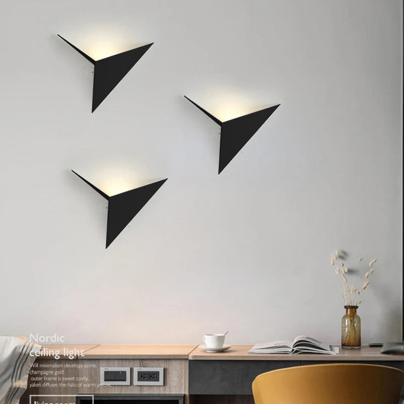 Creative Triangle Wall Lamp Nordic Led Wall Light Living Room Background Bedside Lamps Stairs Indoor Bra Wall Sconce Lighting