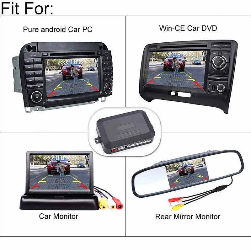 CVBS GreenYi Dual Core CPU Car Video Parking Sensor Reverse Backup Radar Assistance, Auto Parking Monitor Digital Display
