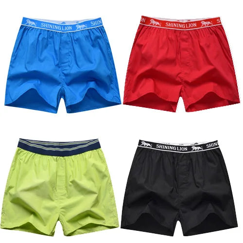 4 Pcs/Lot Men Plaid Underpants Boxers 100% Cotton Shorts Underwear Male High Quality Loose Comfortable Sleep Bottoms Panties