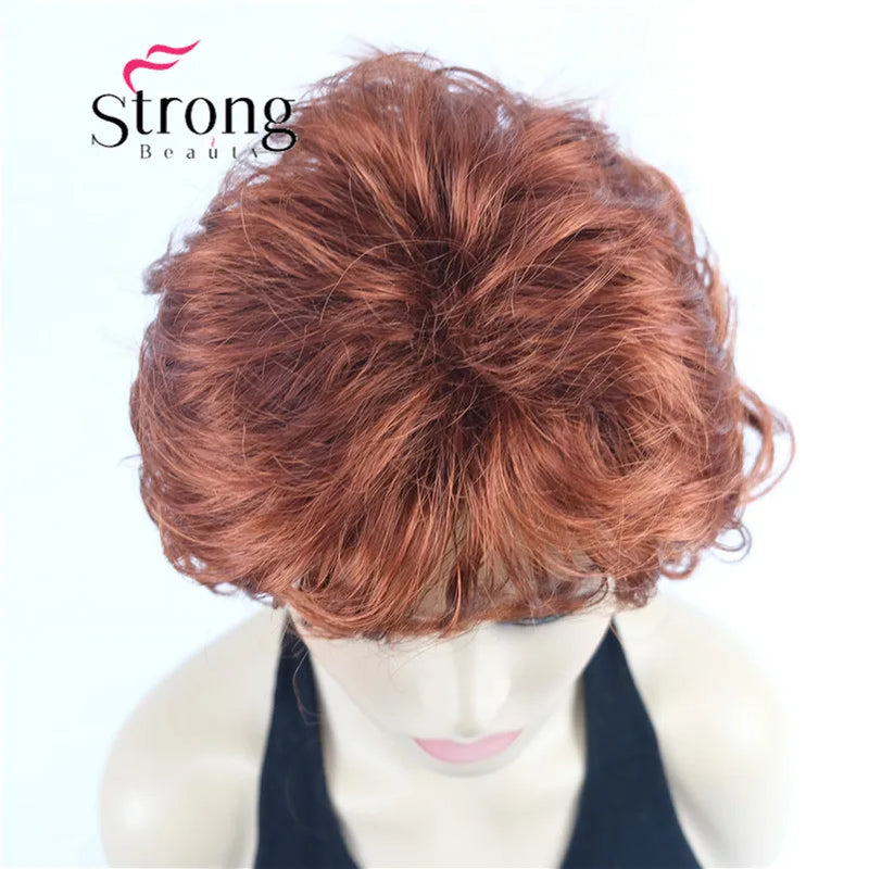 StrongBeauty Short Wig Soft Tousled Curls Blonde Highlights Full Synthetic Wigs COLOUR CHOICES