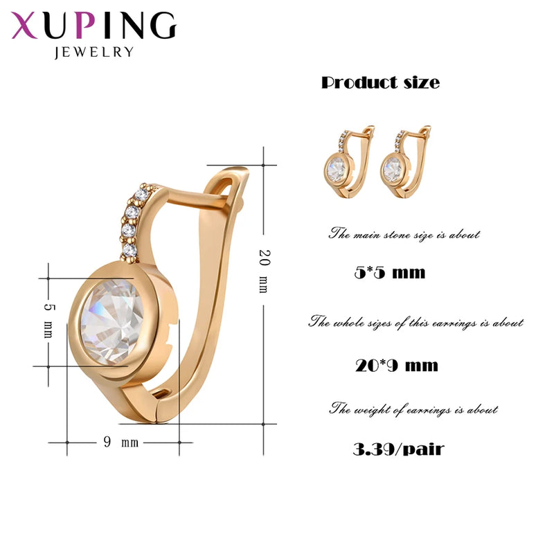 Xuping Jewelry Fashion Hot Sale Trendy Huggies Earring with Synthetic Cubic Zirconia for Girl Gifts 20160