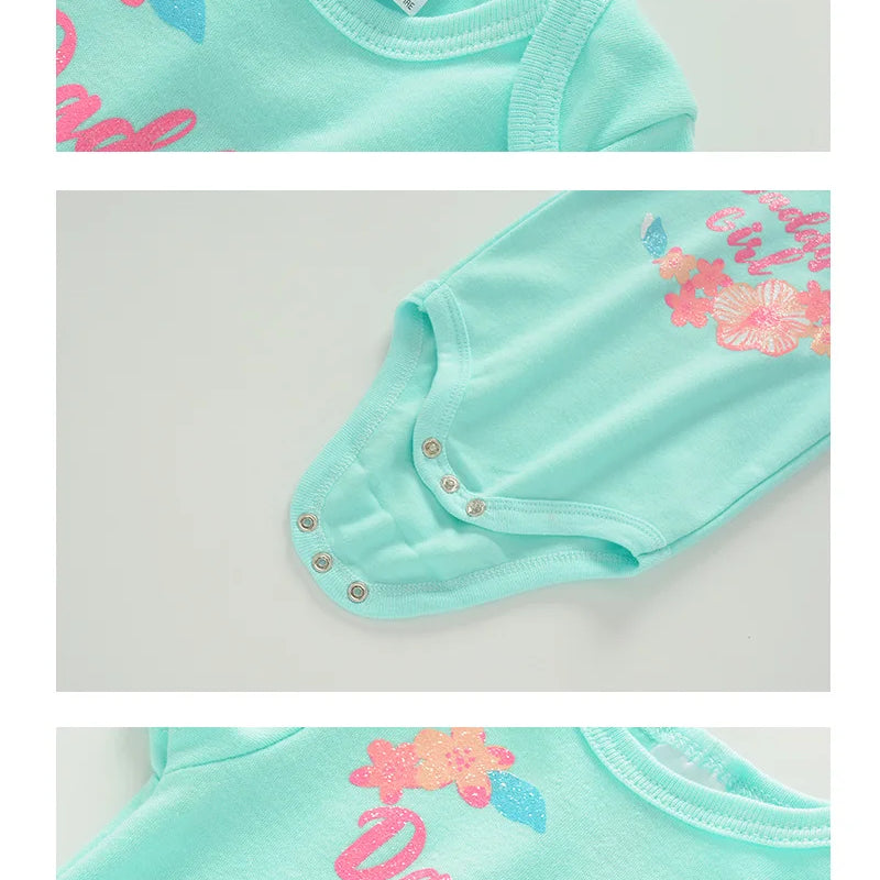 0 to12M 3-Pack Bodysuits Sets For Girls Newborn Short Sleeve Rompers Cotton Clothes Infants Summer One Piece Costume Bebe Outfit