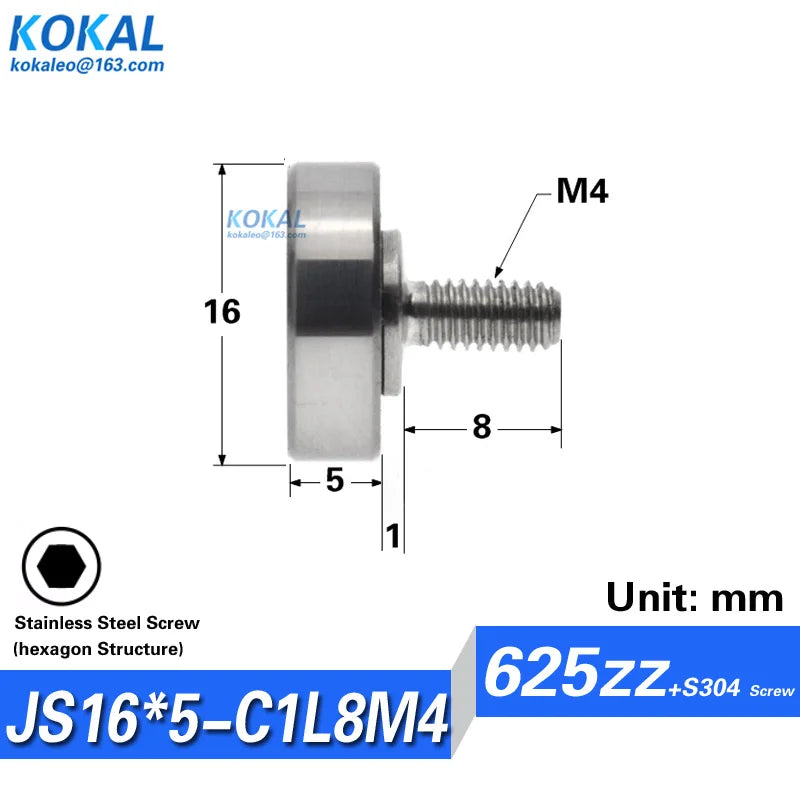 1pcs Screw Bearing M3/M4/M5/M6 SUS304 Stainless Shaft Ball NTBG BJL01 External Thread 608/626/6000 - Visuel 17 | SAMAG