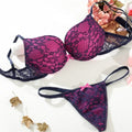 Cotton Deep V Lace Surface Push Up Sexy Bra Panty Sets Matching Bow G-string Comfortable Underwear Women Lingerie Set Intimates
