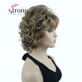 StrongBeauty Short Wig Soft Tousled Curls Blonde Highlights Full Synthetic Wigs COLOUR CHOICES