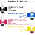 104 522 103 Refill Dye Ink For Epson EcoTank ET-2710 ET-2711 ET2712 ET2714  ET-2720 ET-2726 ET-4700 Inkjet For EcoTank Printer