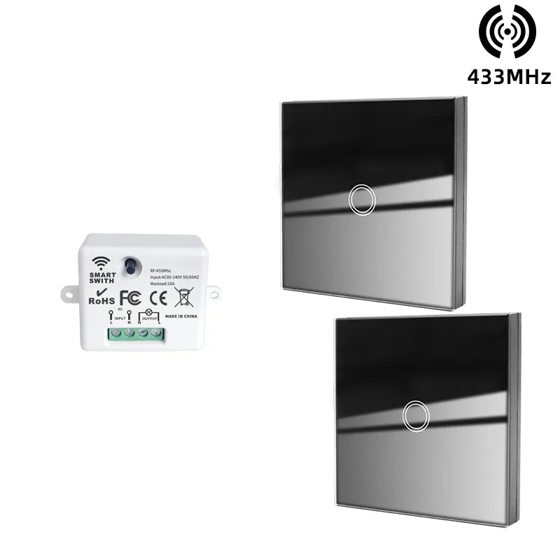 433MHz Smart Light Switch Rf Wireless Touch Wall Switch with Remote Control Tempered Glass Panel Switch for Home LED LAMP 220V