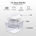 Stainless Steel Sous Vide Rack , 11L Sous Vide Cooker Containers Detachable Dividers Separator for Immersion Circulators