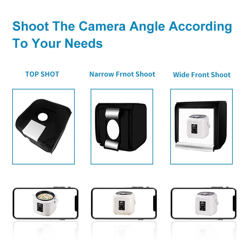 Home Photo Studio Box 40cm/60cm Led Lightroom Dimming Folding Softbox Light Tent With 4 Colors Backdrops For Product Photography