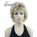 StrongBeauty Short Wig Soft Tousled Curls Blonde Highlights Full Synthetic Wigs COLOUR CHOICES