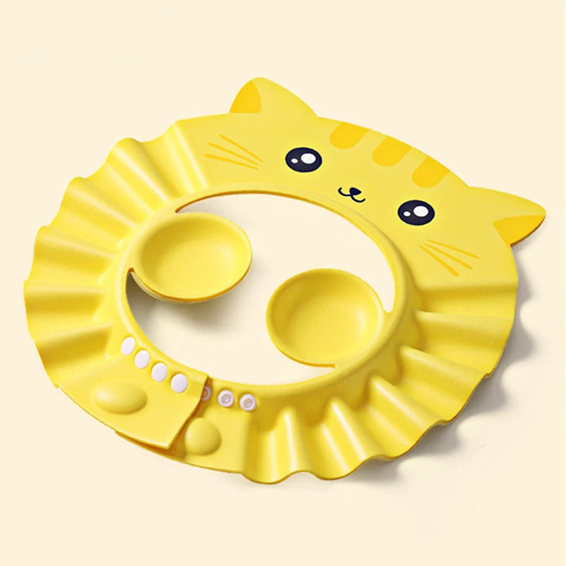 Kids Shower Bathing Cap Bath Safe Protect Shampoo Adjustable Soft Cap Protection Eye For Baby Wash Hair Shield Bathing Hat