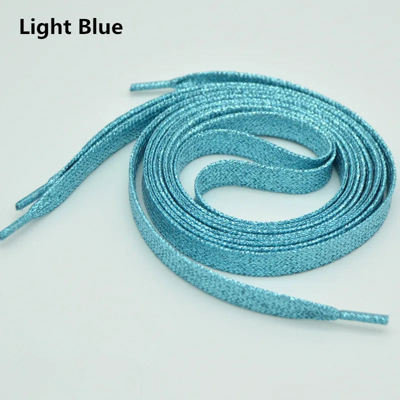 1 cm Width Colorful Lurex Shoelaces Trendy Bright Colorful Fall Winter Shoelaces Sneaker White Casual Sports Leather Shoes Laces