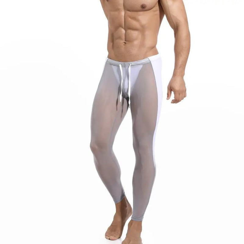GANYANR Running Tights Men Compression Pants Sportswear Leggings Gym Fitness Basketball Yoga Track Long Dry Fit Funky Sexy Pouch