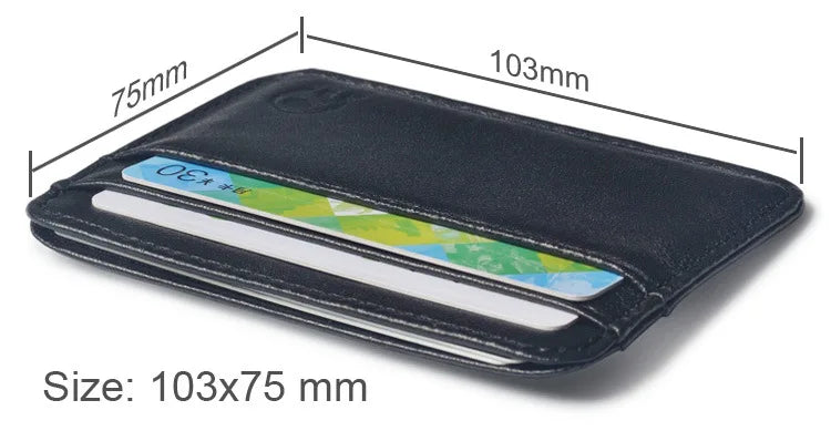 Fashion 100% Genuine Leather Thin Bank Credit Card Case Mini Card Wallet Men Bus Card Holder Cash Change Pack Business ID Pocket