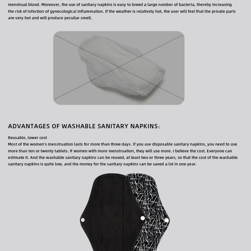 Reusable Menstrual Pads for Monthly Gaskets Women's Panties Washable Sanitary Napkin Female Hygiene Daily Towels Personal Health