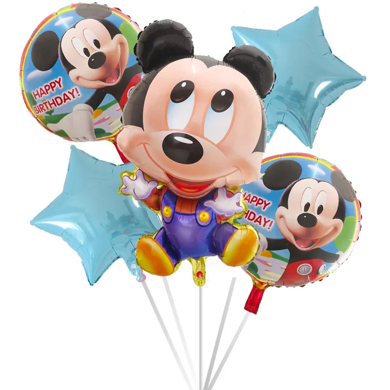 5pcs Mickey Minnie Head Birthday Party Decoration Balloon Helium Foil Balloons Baby 1st Baby Shower Air Globos Kids Toys Ball