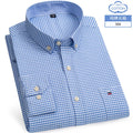 S~6XL Cotton Oxford Shirt For Men's Long Sleeve Plaid | SAMAG