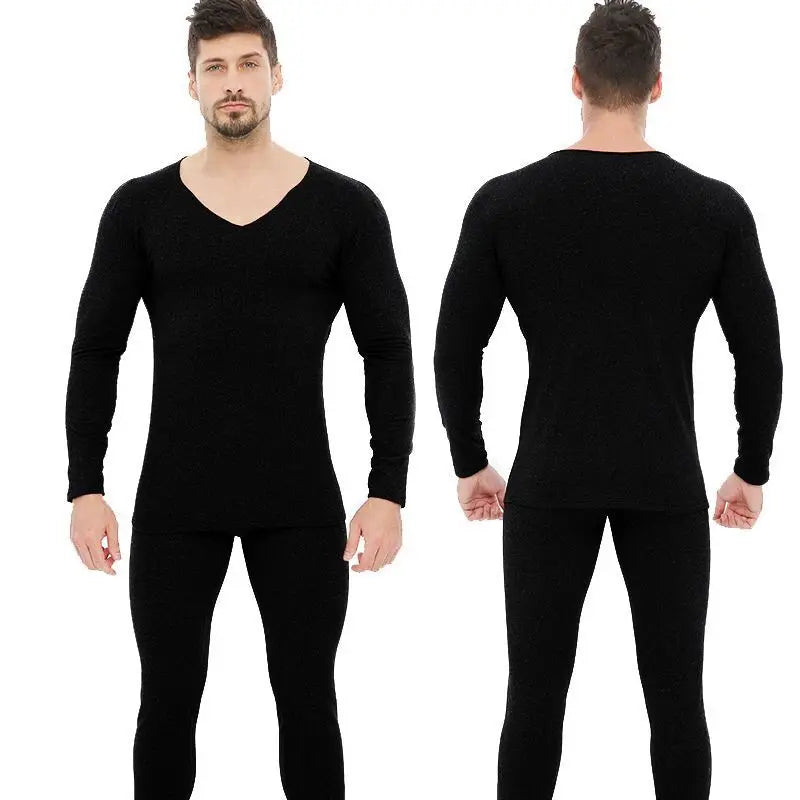 Men's Thermal Underwear Autumn Winter Long Johns Thermal Underwear Tops and Bottoms Set V-Neck Seamless Underwear for Man