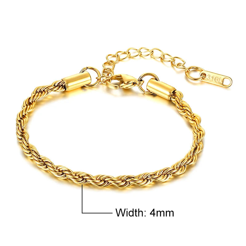 Vnox Charming Flash Twisted Rope Chain Bracelets for Women Lady, Stainless Steel Wrist Jewelry Length - Visuel 11 | SAMAG