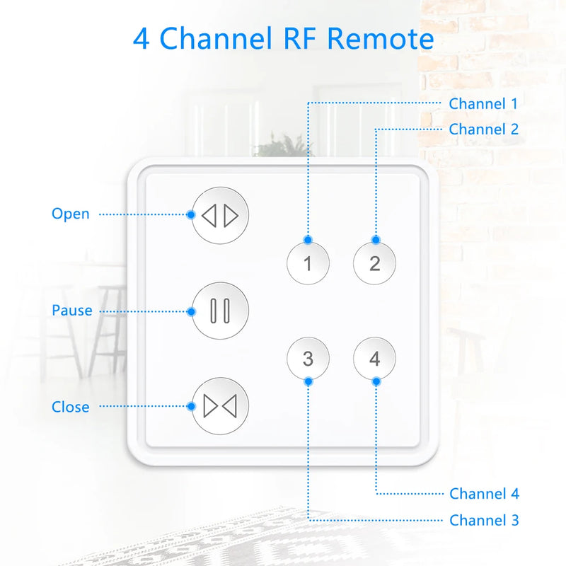 Tuya Smart Life RF WIFI Curtain Switch for Roller Shutter Window Blinds with Remote 4 Channel App Timer Google Home Alexa Echo