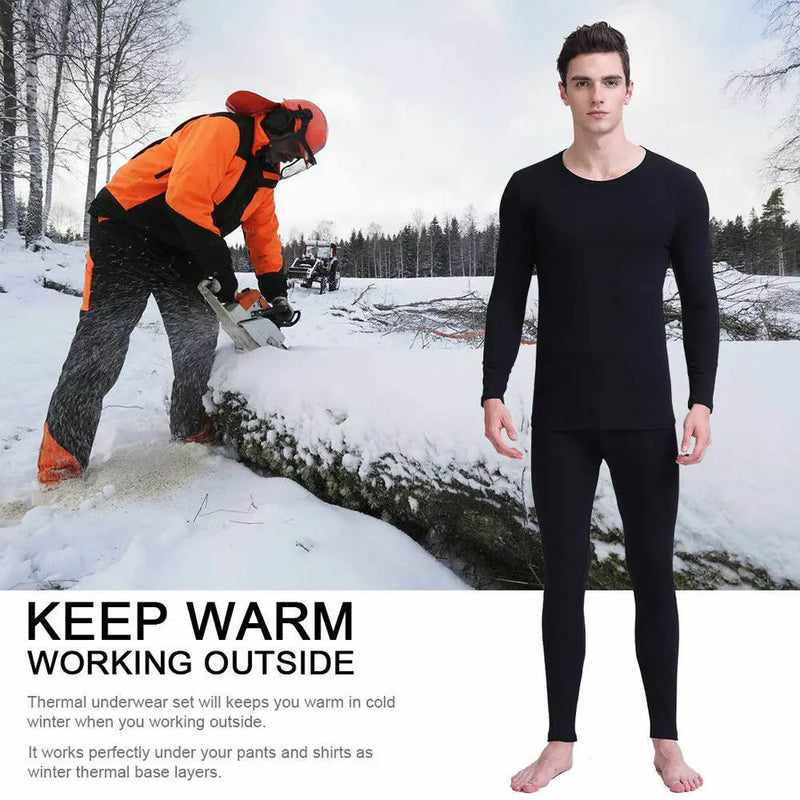 Thermal Underwear Set for Men, 100% Merino Wool, Breathable Tops and Pants, 200GSM Weight Set, Winter