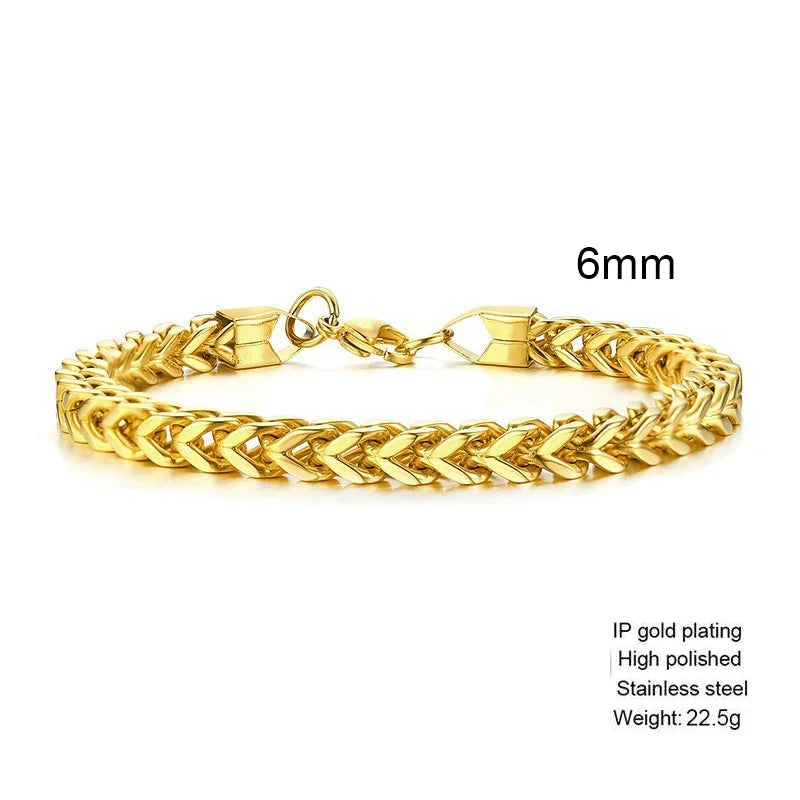 Stylish Stainless Steel Bali Foxtail Chain Bracelet for Men,Double Franco Link Chain Bracelets,Male Jewelry Gift for Dad Son
