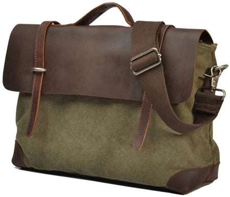Vintage Military Canvas Leather Men Messenger Bag Men Shoulder Bag Men Bag tote Handbag Leather Briefcase Crossbody Bag Sling