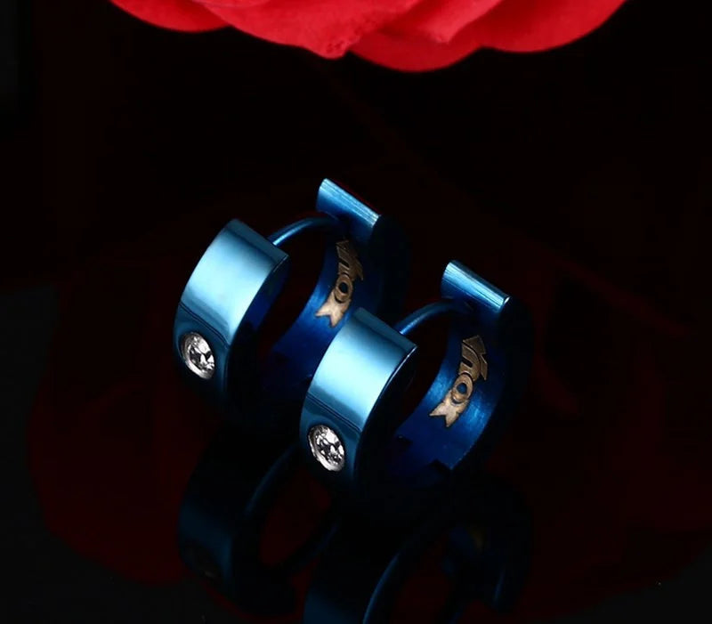 Vnox Cute Hoop Earrings For Women Men Stainless Steel Ear Cuff Brincos Huggie Jewelry