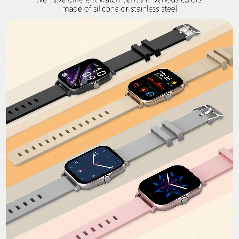 Smart watch with full touch screen, call, message reminder, music control and other functions, compatible with iPhone/android mo
