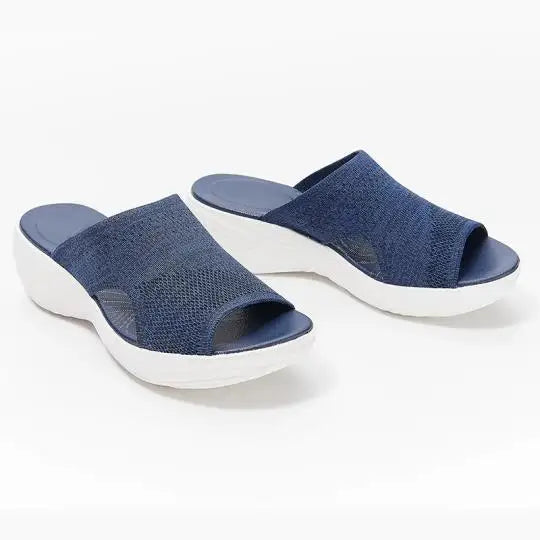 Summer Women Slippers Casual Mesh Open Toe Wedge Slip-On Platform Solid Color Ladies Slides Soft Beach Shoes for Women 2021 New