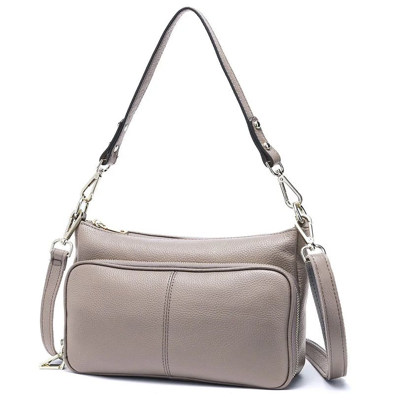 Zency Women's Handbag 100% Genuine Leather Ladies Shoulder Crossbody Messenger Bag Fashion Hobos Black High Quality
