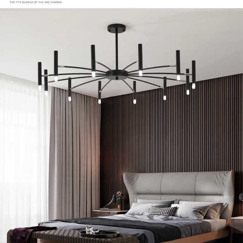 Black Chandelier Living room Foyer Hotel Large Chandelier Indoor Nordic Post Modern Loft Industiral Vintage Chandelier Lighting