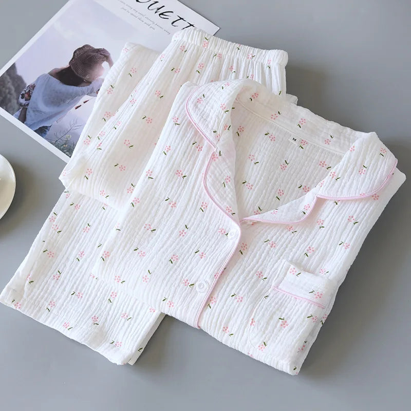 Fdfklak Spring Fall Full Sleeve Homewear Loose Pajama Set | SAMAG
