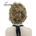 StrongBeauty Short Wig Soft Tousled Curls Blonde Highlights Full Synthetic Wigs COLOUR CHOICES
